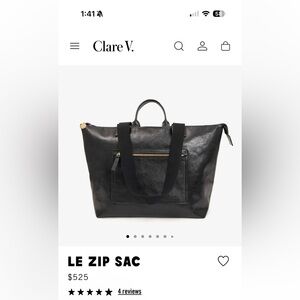 Clare V Black Le Zip Sac with travel pouch